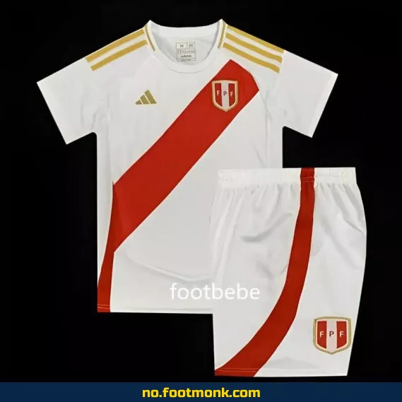 Peru Hjemmedrakt 2024 Barn Hvit – Fotballdrakt for Barn, Offisiell Klubbdrakt, Fotballtrøye med Navn