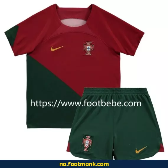 Portugal hjemmedrakt barn VM 2022 – Fotballdrakt med trykk, offisiell drakt, fotballdrakter for barn, fotballtrøye til salgs