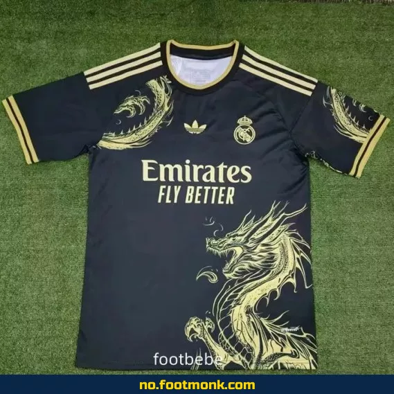 Real Madrid 2024/2025 fotballdrakt – Gul og svart drage design – Offisiell drakt for barn og voksne | Kjøp nå