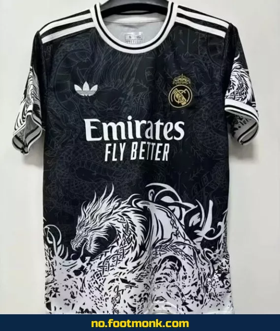 Real Madrid 2025-2026 Dragon Svart Fotballdrakt – Offisiell Klubbtrøye for Voksne og Barn – Autentisk Fotballdrakt med Trykk