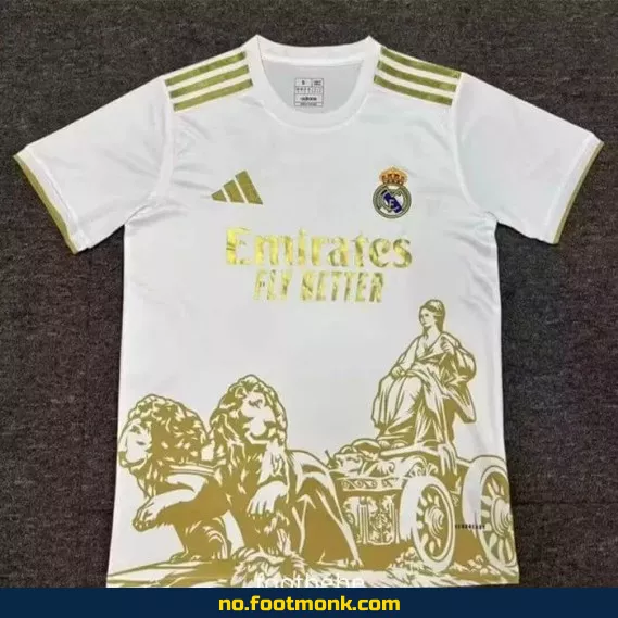 Real Madrid 2025-2026 Fotballdrakt med Gull Logo – Offisiell Drakt for Barn og Voksne | Kjøp Nå