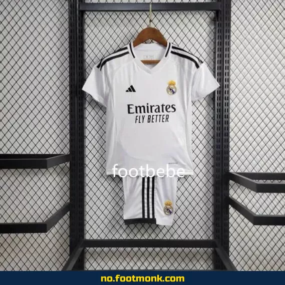 Real Madrid hjemmedrakt 2024/2025 for barn – Hvit fotballdrakt for barn, offisiell drakt, fotballtrøye med trykk