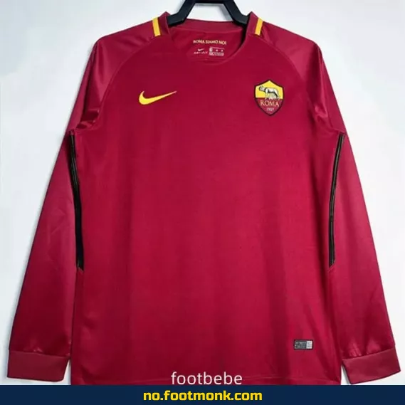 AS Roma Vintage 2017/2018 Hjemmedrakt med Lange Ermer – Fotballdrakt for Voksne og Barn