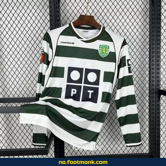 Sporting CP Vintage Fotballdrakt 2001-2003 Hjemme – Langermet Fotballtrøye – Autentisk