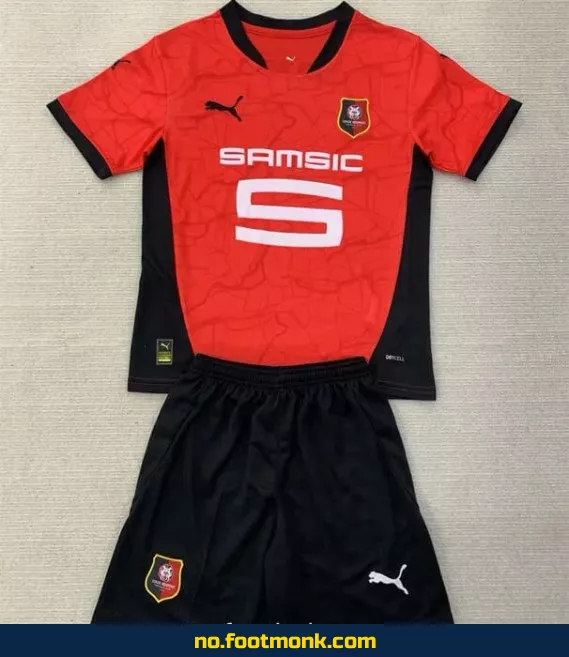 Stade Rennais Hjemmedrakt 2024/2025 for Barn – Rød | Offisiell Fotballdrakt | Fotballtrøye med Navn | Kjøp Billige Fotballdrakter Online