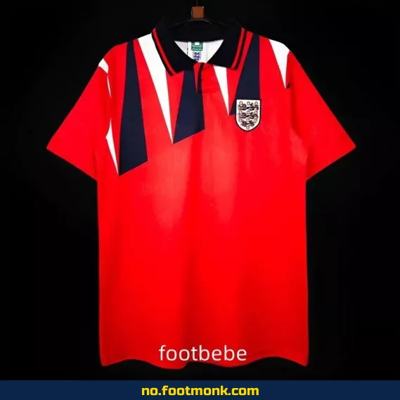Vintage Englands drakt 1992 - Rød bortedrakt - Fotballdrakt for voksne - Autentisk fotballtrøye