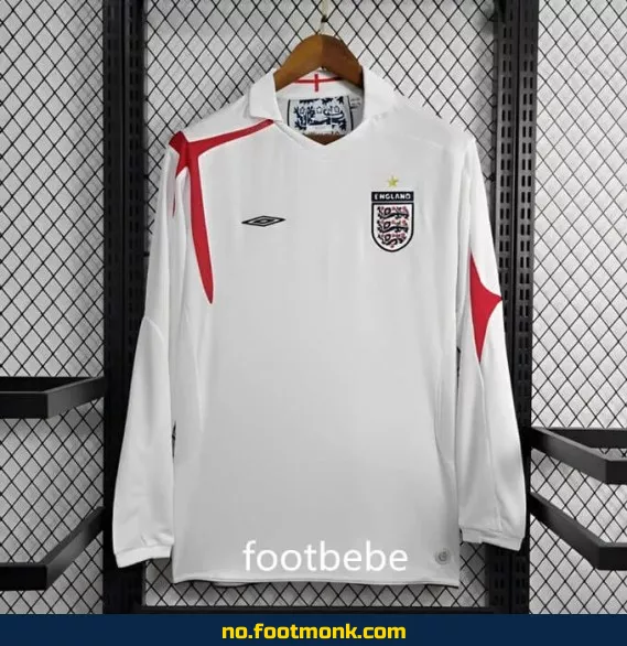 Vintage Englands hjemmedrakt 2006 langermet fotballdrakt – Offisiell fotballtrøye for voksne og barn