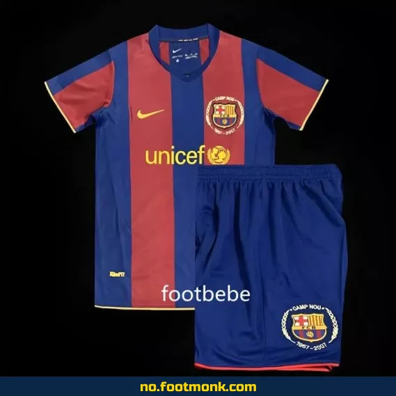 Vintage FC Barcelona Hjemmedrakt for Barn 2007-2008 – Fotballdrakt med Trykk