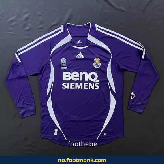 Vintage Real Madrid 2006-2007 Langermet Fotballdrakt i Lilla – Offisiell Fotballtrøye for Voksne og Barn