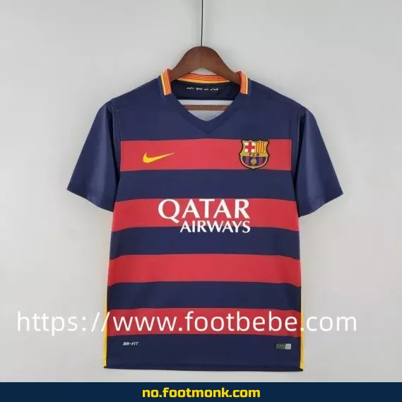 Barcelona hjemmedrakt 2015-2016 vintage – Fotballdrakt for voksne/barn, offisiell replica