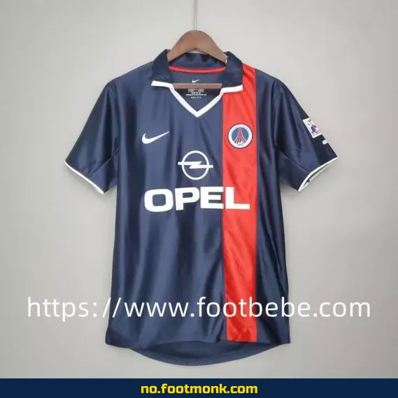 PSG Vintage fotballdrakt 2001-2002 hjemme bleu – Autentisk fotballtrøye for voksne og barn, officiell klubbdrakt