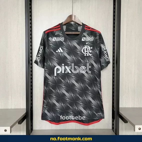 Flamengo 2024/2025 Bortedrakt med sponsor – Offisiell fotballdrakt for barn og voksne | Kjøp nå
