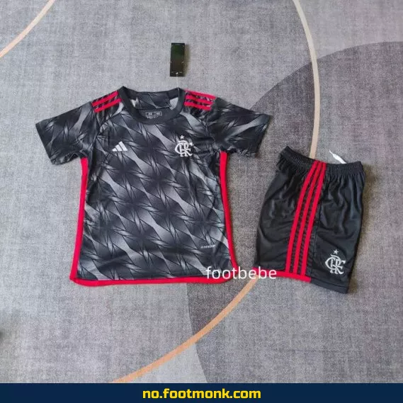 Flamengo fotballdrakt for barn 2024-2025 tredje drakt med sponsor – Offisiell drakt
