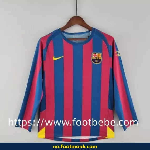 Vintage FC Barcelona hjemmedrakt 2005-2006 langermet fotballdrakt – Autentisk fotballtrøye for voksne og barn