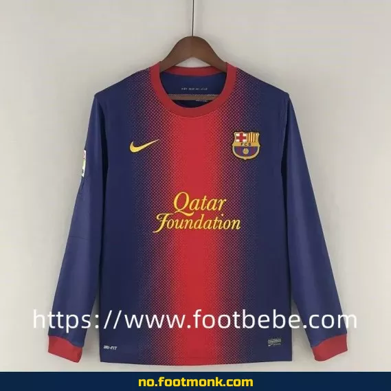 Vintage FC Barcelona hjemmedrakt 2012-2013 langermet fotballdrakt – offisiell fotballtrøye for voksne og barn