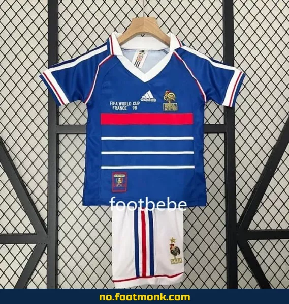 Vintage Frankrike hjemmedrakt VM 1998 barn – Fotballdrakt med trykk, offisiell replica