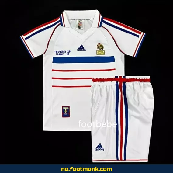 Vintage Frankrike fotballdrakt barn (VM 1998 borte) – Autentisk fotballdrakt