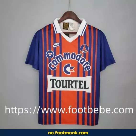 Vintage PSG hjemmedrakt 1992-1993 - Autentisk fotballdrakt for voksne og barn, offisiell replica med blå og rød design