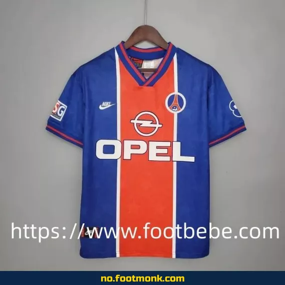 PSG vintage fotballdrakt 1995-1996 hjemme – autentisk blå/rød fotballtrøye til salgs