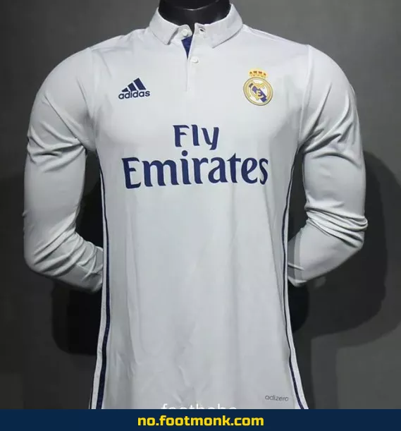 Ekte Real Madrid hjemmedrakt 2016/2017 langermet vintage – Fotballdrakt for voksne, offisiell replica
