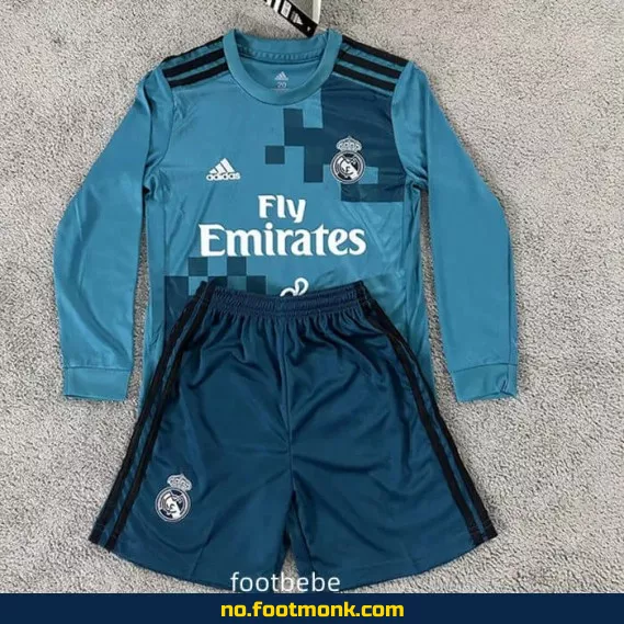 Vintage Real Madrid fotballdrakt for barn 2017-2018 langermet tredjedrakt – Autentisk fotballtrøye