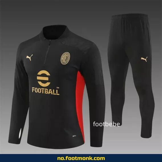AC Milan 2024/2025 Svart Fotballdrakt med Halvglipp – Offisiell Klubbdrakt for Voksne og Barn