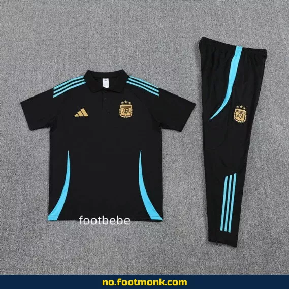 Argentinas offisielle fotballdrakt 2025-2026 – Svart polo (authentisk, voksen/barn)