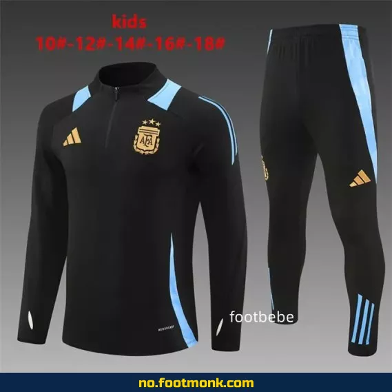 Argentina Fotballdrakt for Barn 2024-2025 – Svart Halvgenser