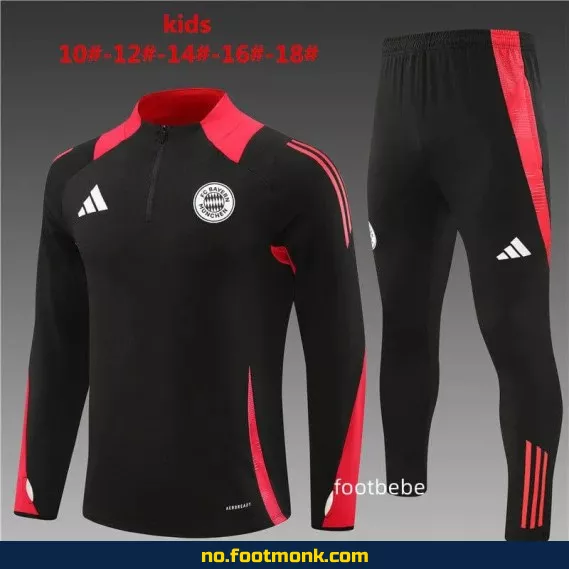 FC Bayern München 2024/2025 halvglidelås fotballtrøye barn – Svart