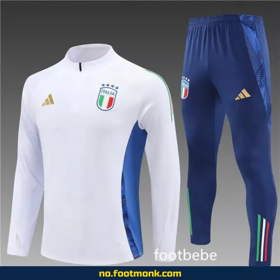 Fotballgenser Italia 2024-2025 halvgjort hvitt – Offisiell drakt, fotballdrakt for voksne, fotballtrøye med navn