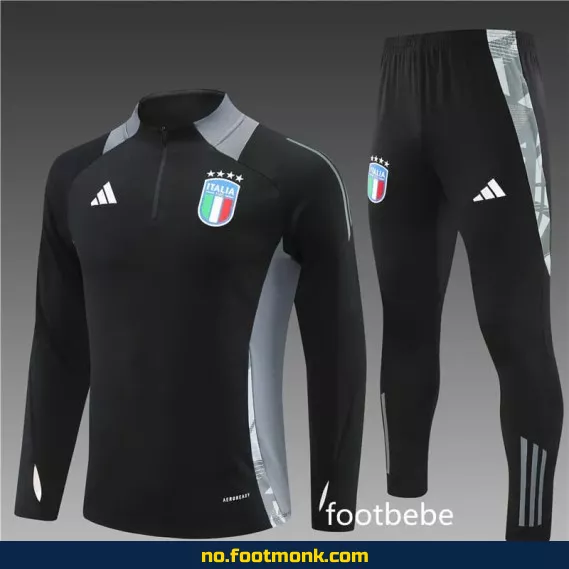 Fotballgenser Italia 2024-2025 halvgjennopptrekkbar svart – Autentisk fotballdrakt