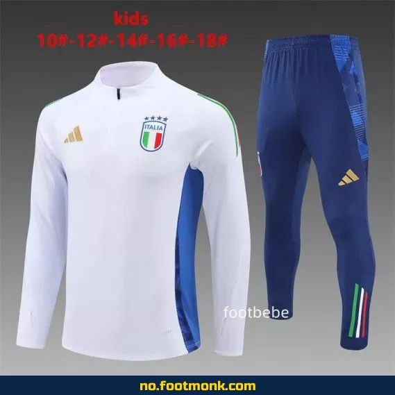 Fotballgenser for barn 2024-2025 – Hvit halvgenser med logo (Italiensk design)