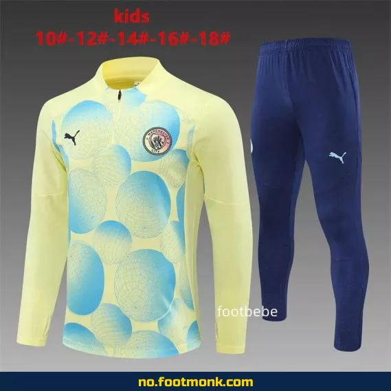 Manchester City barnedrakt 2024/2025 – lysgul offisiell fotballdrakt
