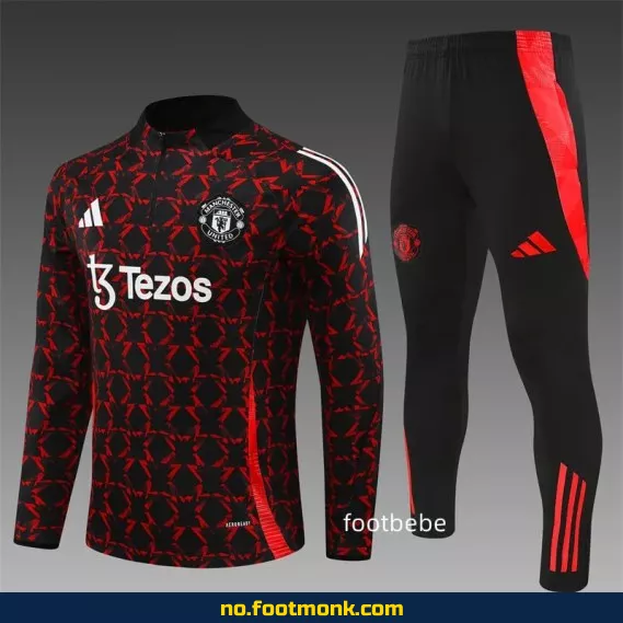 Manchester United 2024/2025 halvgenser i rød/svart – Fotballdrakt for voksne og barn, offisiell drakt, fotballtrøye med navn, fotballklær på nett
