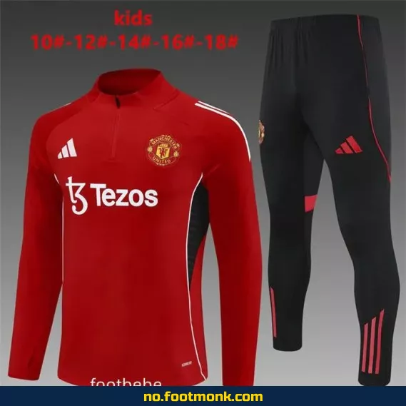Manchester United fotballdrakt barn 2025-2026 rød – Offisiell drakt, fotballtrøye for barn, fotballdrakt med trykk
