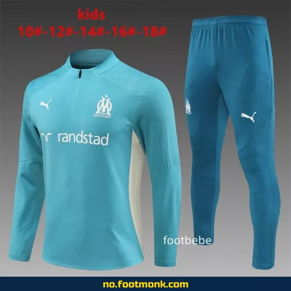 Fotballdrakt Marseille for barn 2024-2025 halvgenser blå – Offisiell drakt