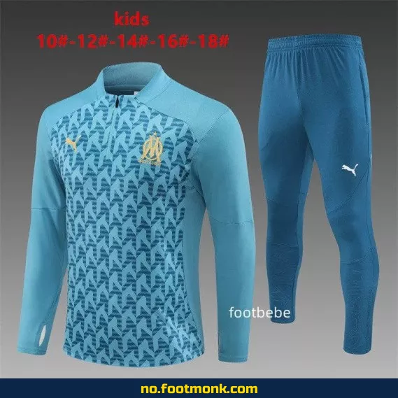 Barnas Olympique Marseille fotballdrakt 2024-2025 – Blå modell | Offisiell drakt | Fotballtrøye med trykk