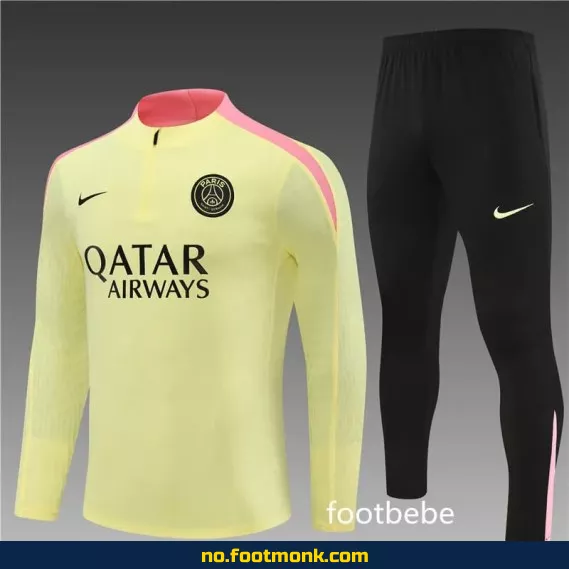 PSG fotballdrakt 2024-2025 lysgul – offisiell drakt, fotballtrøye for barn og voksne