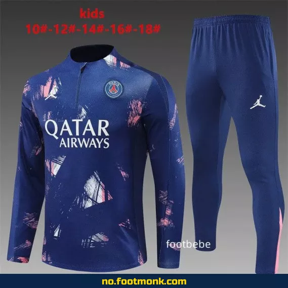 PSG Jordan Barn Fotballdrakt 2024-2025 Kamouflage Blå – Offisiell Klubbdrakt