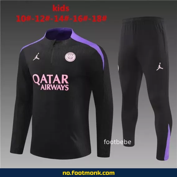 PSG Jordan Fotballdrakt for Barn 2024-2025 – Svart og Lilla – Offisiell Klubbdrakt