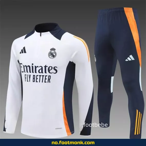 Real Madrid 2024/2025 Fotballdrakt Hvit – Offisiell Demi-Zip Trøye | Fotballtrøye for Voksen/Barn | Kjøp Autentisk Fotballdrakt Online