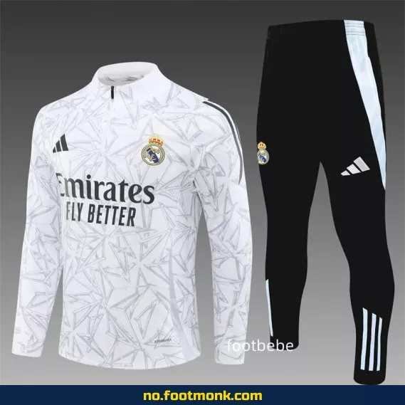 Real Madrid 2024/2025 hvit halvgenser fotballdrakt – Offisiell fotballtrøye for barn og voksne | Kjøp nå