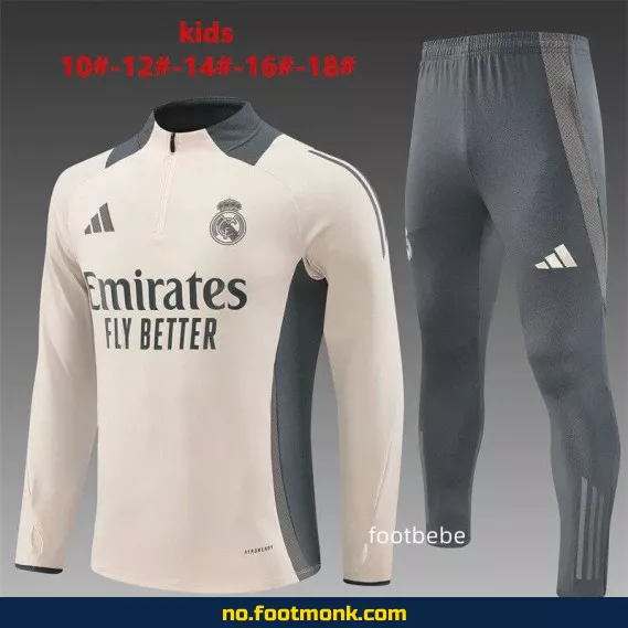 Real Madrid 2024/2025 halvgenser for barn i aprikos – Fotballdrakt barn, offisiell drakt, fotballtrøye