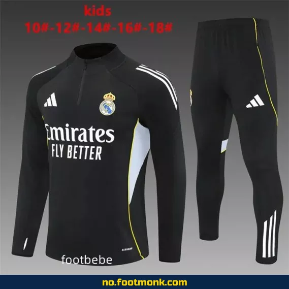 Real Madrid Fotballdrakt for Barn 2025-2026 – Svart | Offisiell Klubbdrakt | Fotballtrøye for Barn