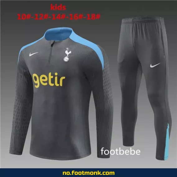 Tottenham fotballdrakt for barn 2024-2025 (grå) – Offisiell drakt, fotballtrøye med trykk